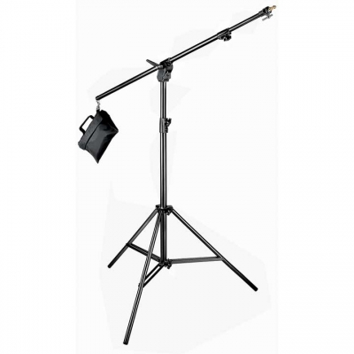 Combi-boom stand Black Aluminum with Sandbag